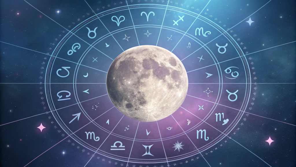 “Beautiful astrology chart with Moon and zodiac signs to help readers know my Rashi easily”