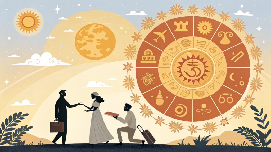 A visual guide explaining how to find the good time today as per astrology using panchang details like tithi, nakshatra, yoga, and muhurat for activities such as marriage, business, and travel.