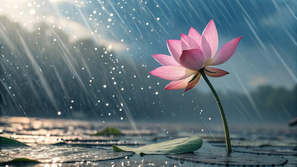 Lotus flower blooming as a symbol of transformation through pain.